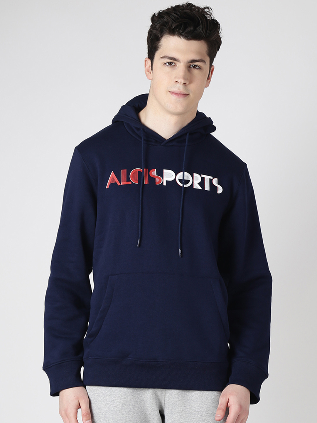 

Alcis Men Blue Printed Hooded Sweatshirt