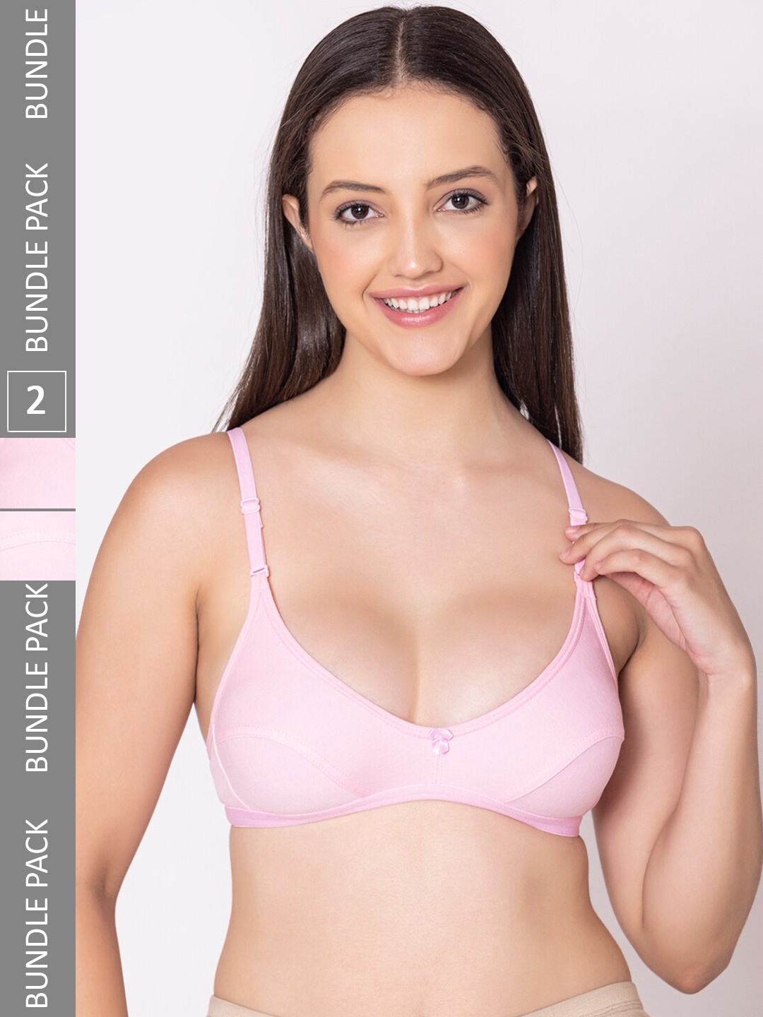 

Bodycare Pack Of 2 Medium Coverage Non Padded Non-Wired Everyday Bra With All Day Comfort, Pink