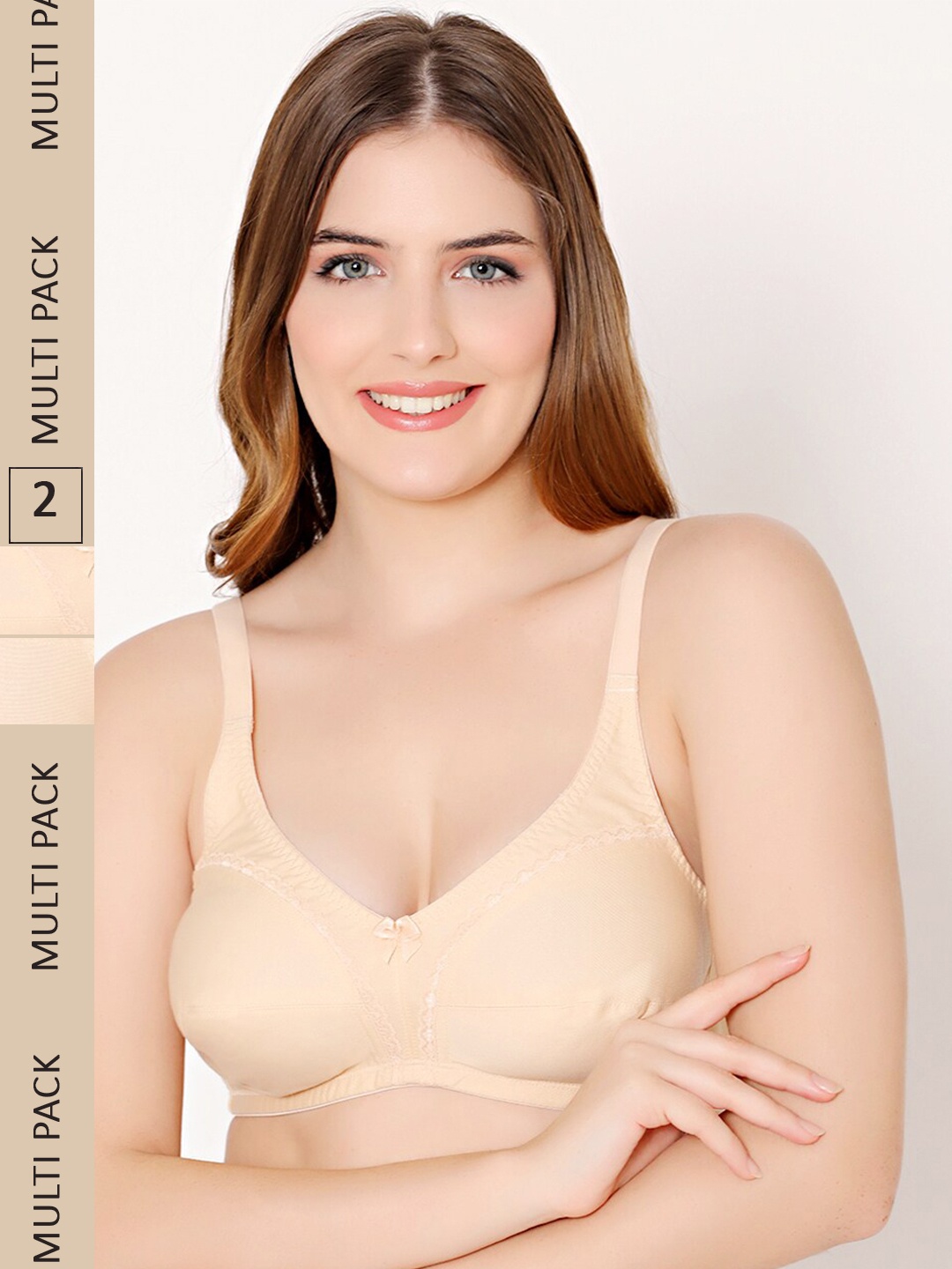 

Bodycare Pack Of 2 Full Coverage Non Padded Cotton Everyday Bra With All Day Comfort, Beige