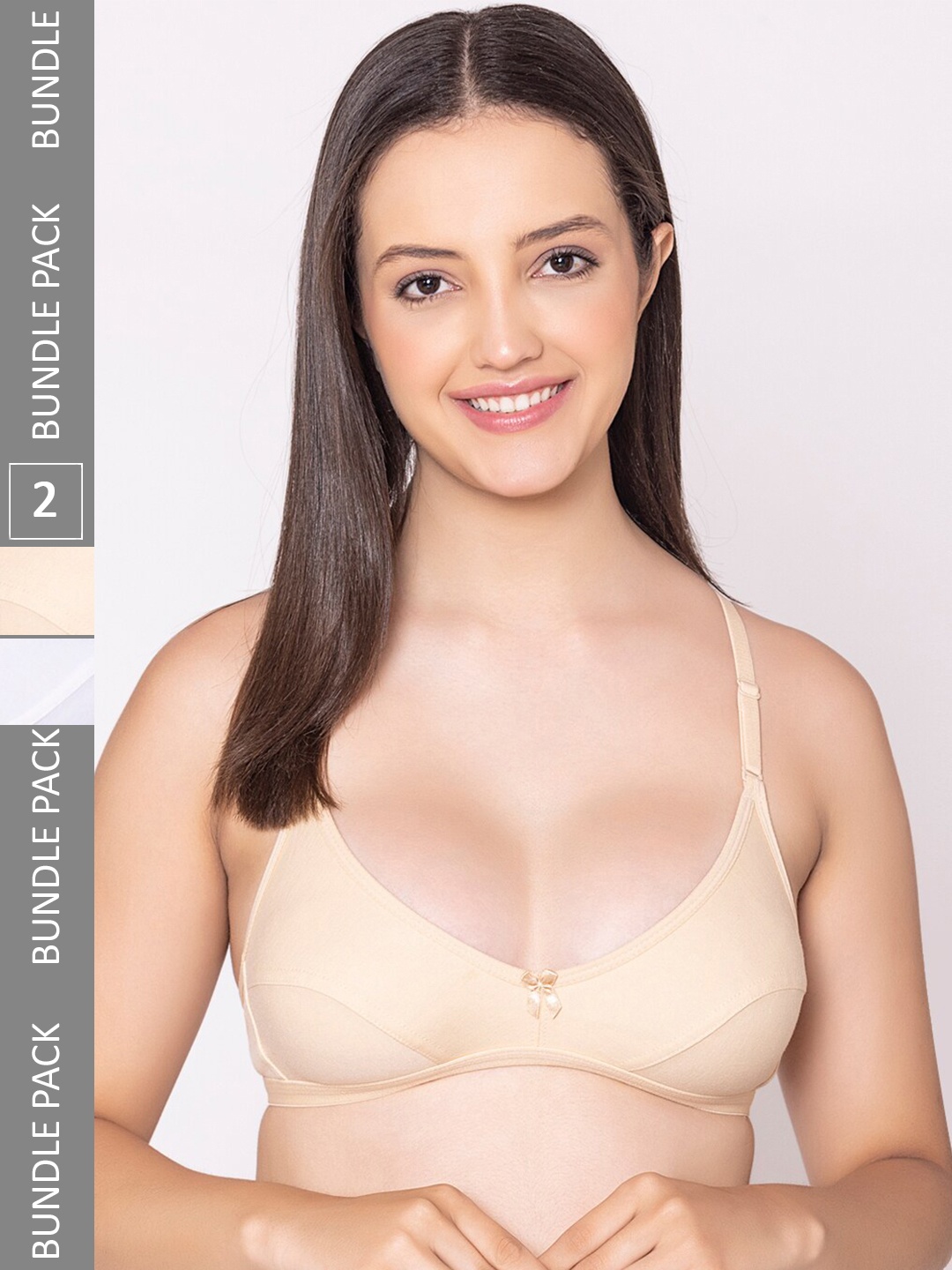 

Bodycare Pack Of 2 Medium Coverage Non Padded Bra With All Day Comfort, Beige