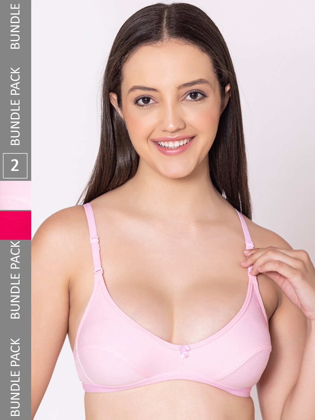 

Bodycare Pack of 2 Medium Coverage Bra With All Day Comfort, Pink