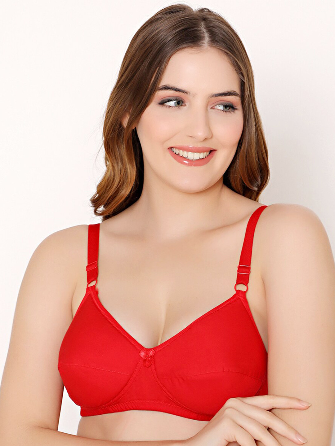 

Bodycare Full Coverage Non Padded Non-Wired Cotton Everyday Bra With All Day Comfort, Red