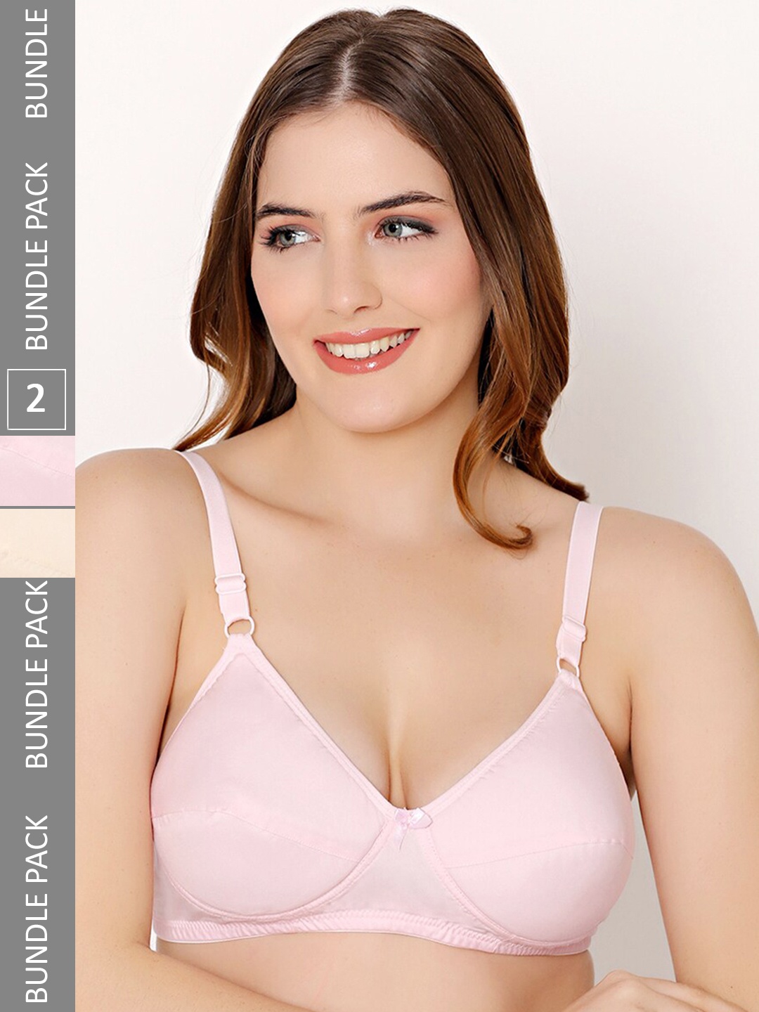 

Bodycare Pack Of 2 Non-Wired Heavily Padded Cotton Everyday Bra With All Day Comfort, Beige