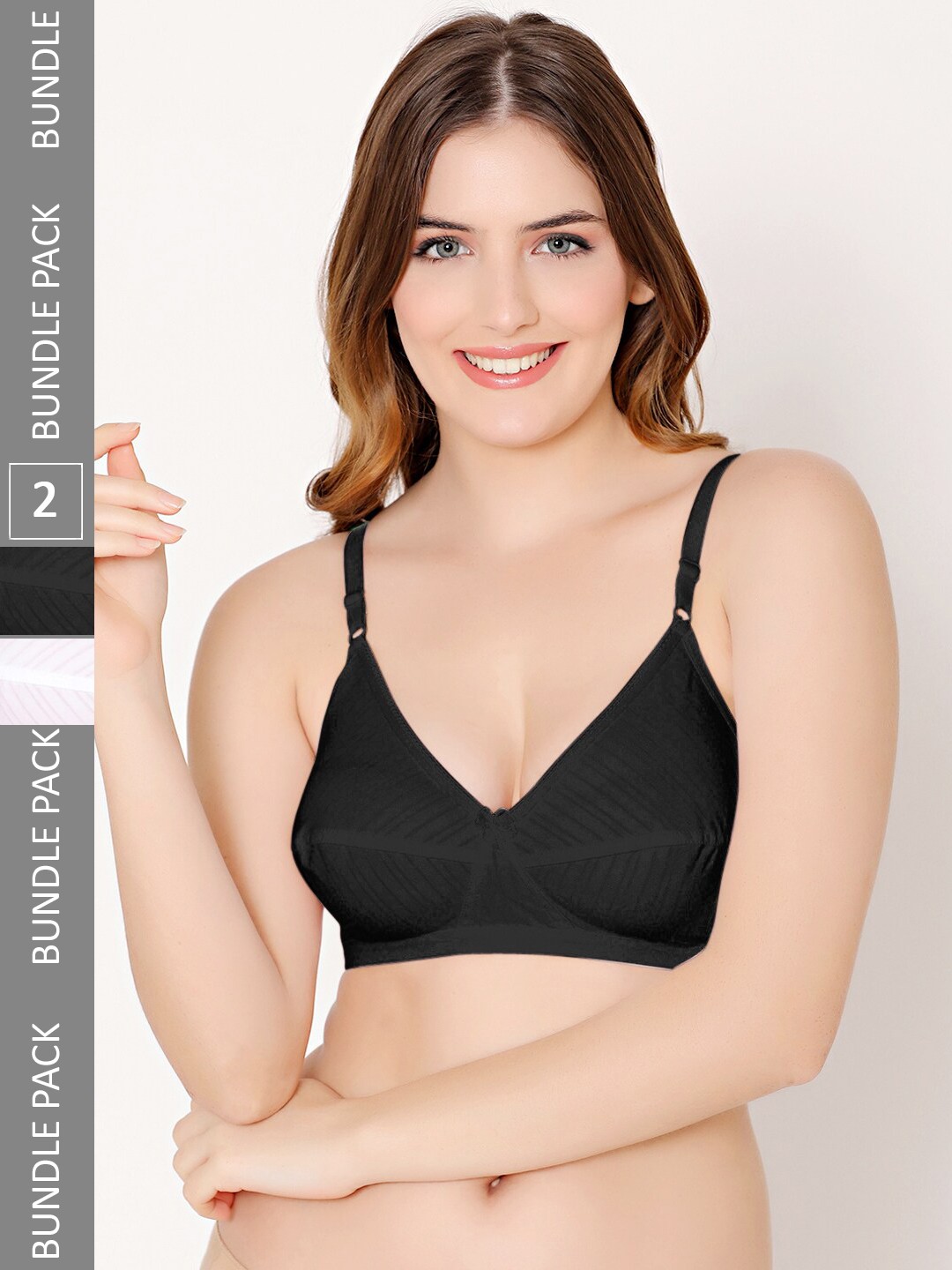 

Bodycare Pack Of 2 Full Coverage Non-Padded Everyday Bras With All Day Comfort, White