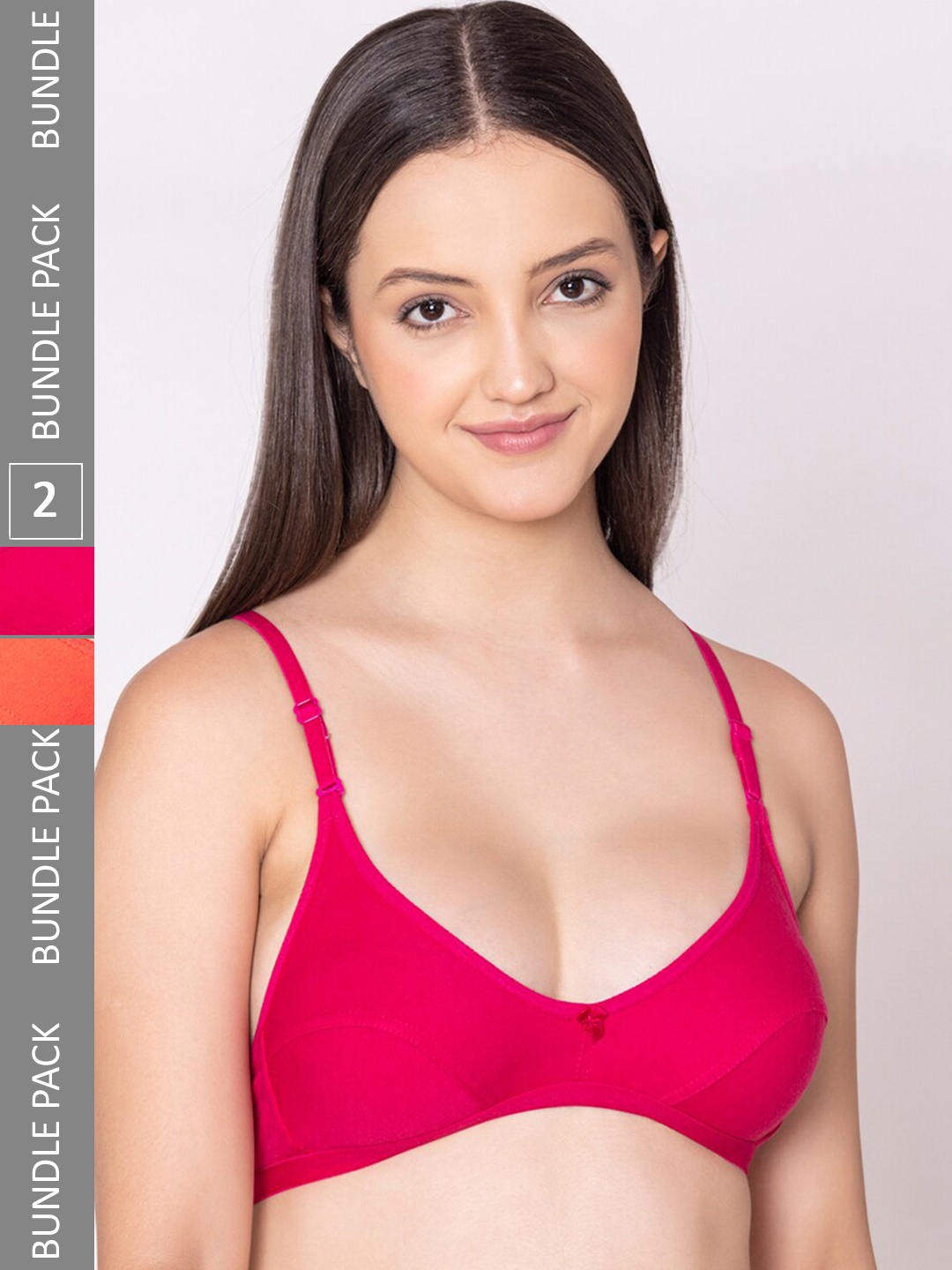 

Bodycare Pack Of 2 Non Padded Full Coverage Everyday Bra All Day Comfort, Coral