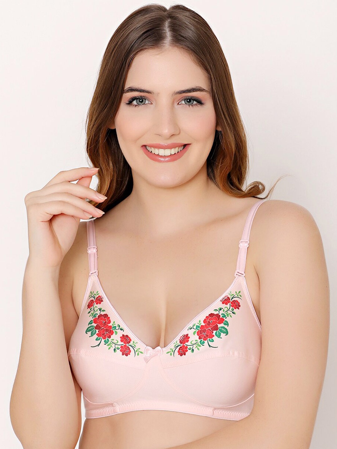 

Bodycare Floral Non-Padded Full Coverage All Day Comfort Everyday Bra, Pink