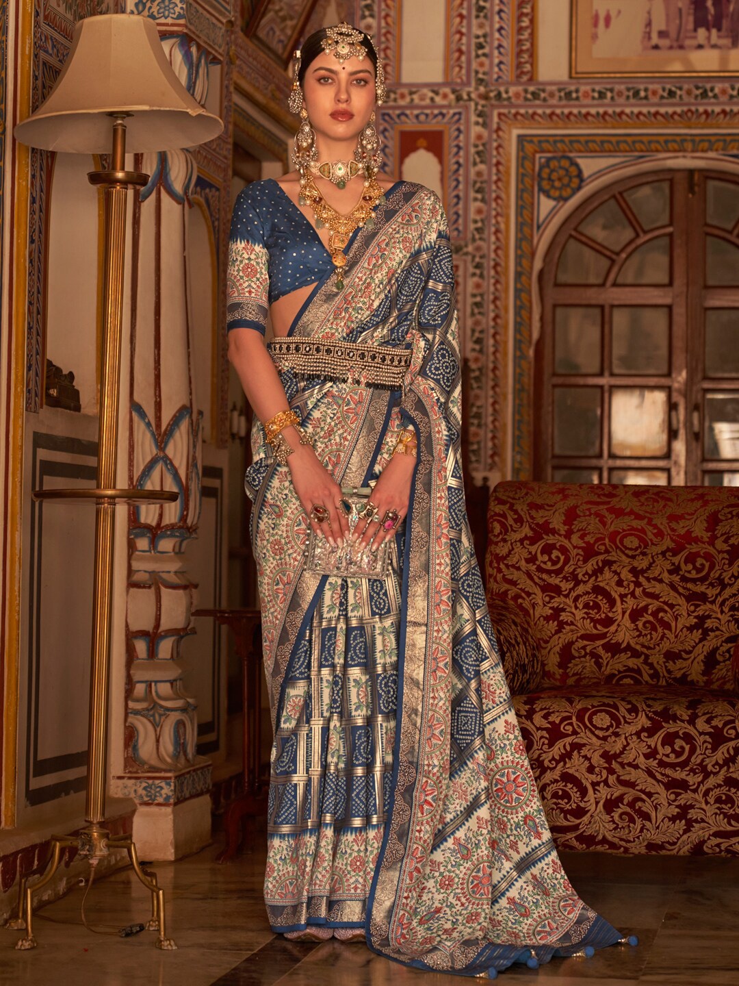 

Anouk Bandhani Printed Saree, Blue