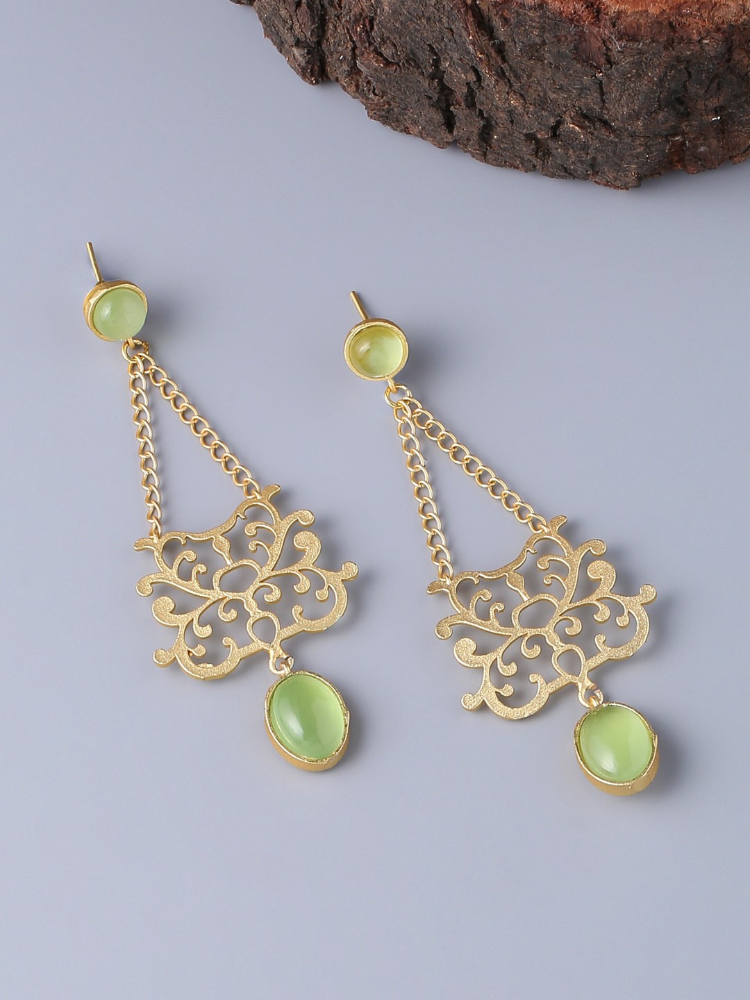 

CELEBRAVO Brass-Plated Floral Drop Earrings, Sea green
