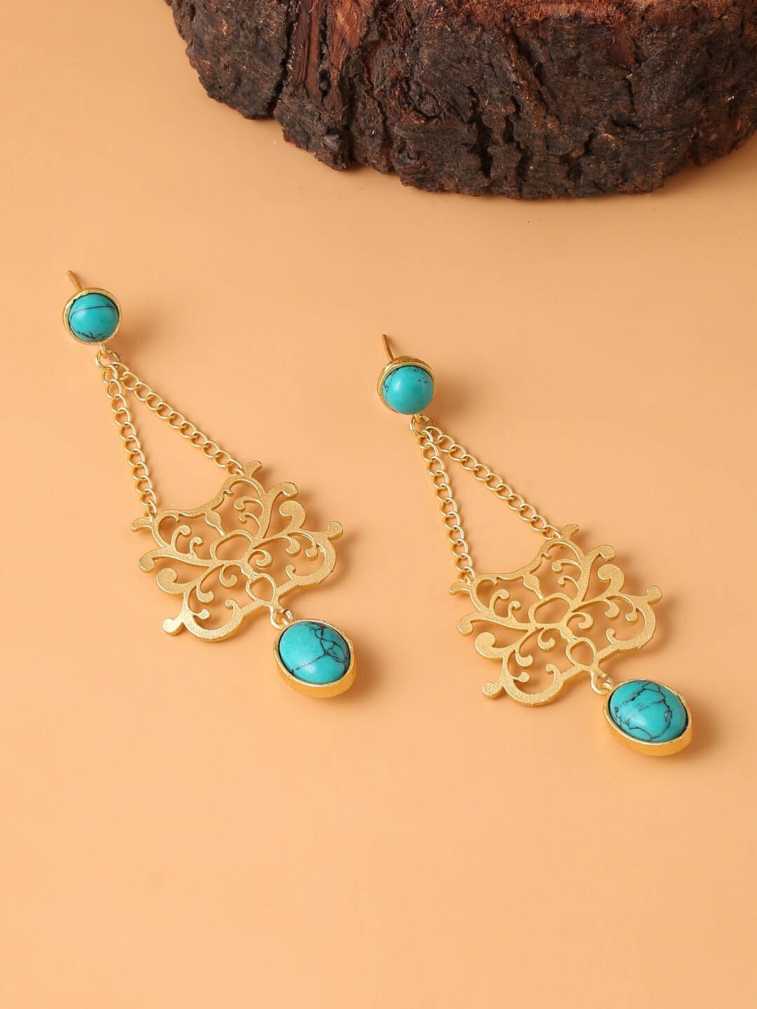 

CELEBRAVO Brass-Plated Drop Earrings, Turquoise blue