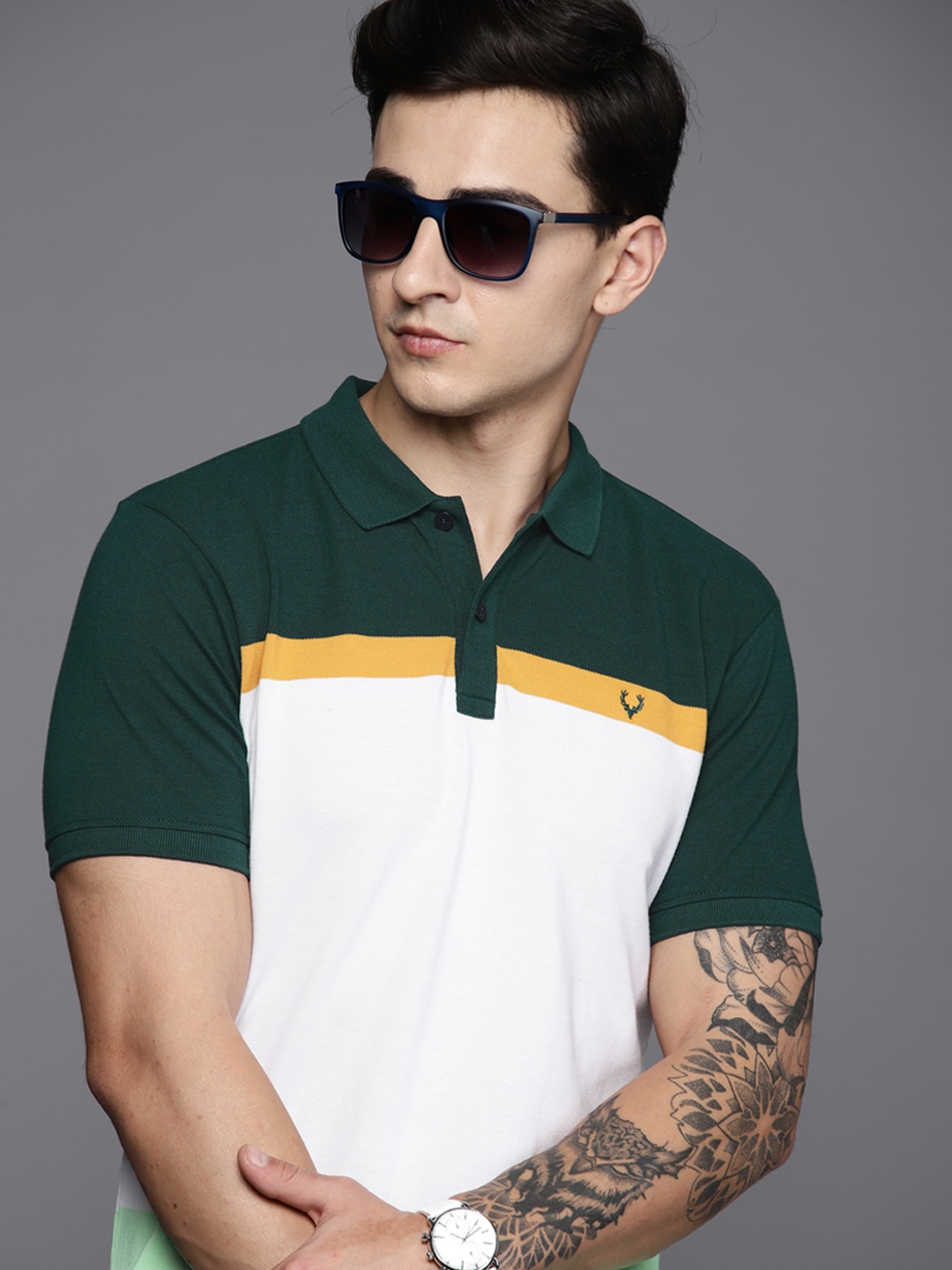 

Allen Solly Striped Polo Collar T-shirt, Green