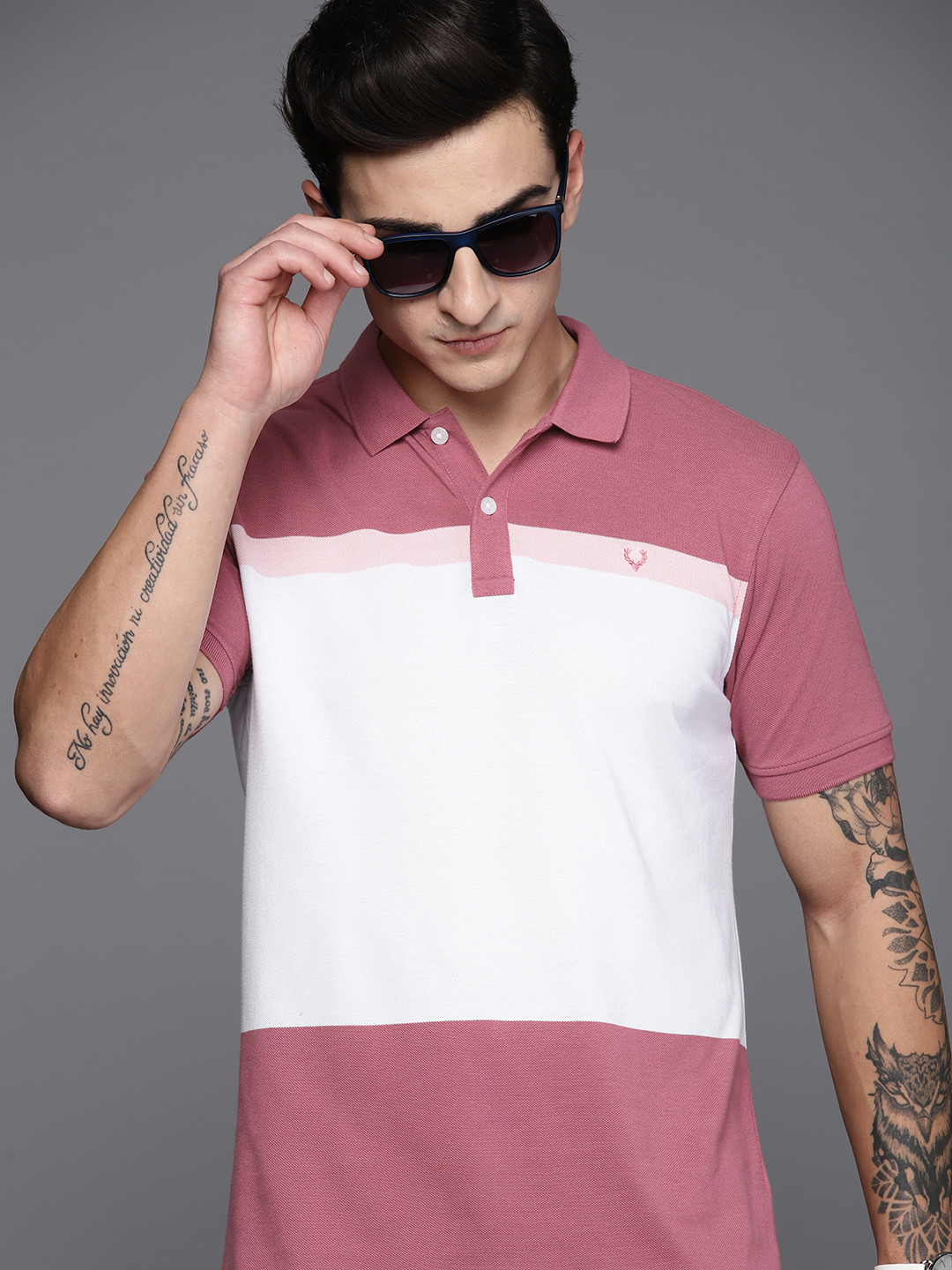 

Allen Solly Striped Polo Collar T-shirt, Rose