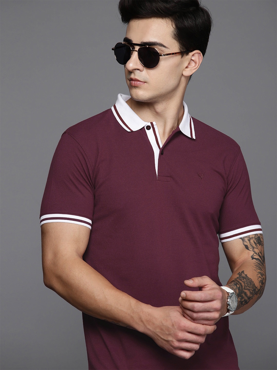 

Allen Solly Men Polo Collar T-shirt, Burgundy