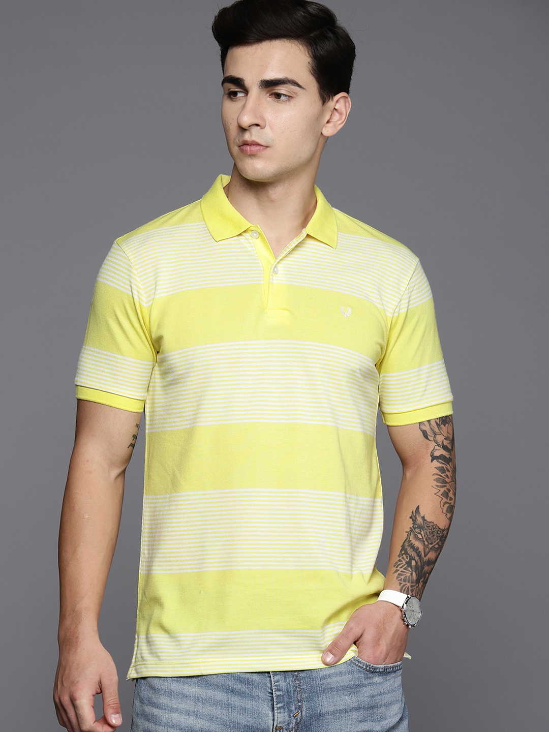 

Allen Solly Striped Polo Collar T-shirt, Yellow