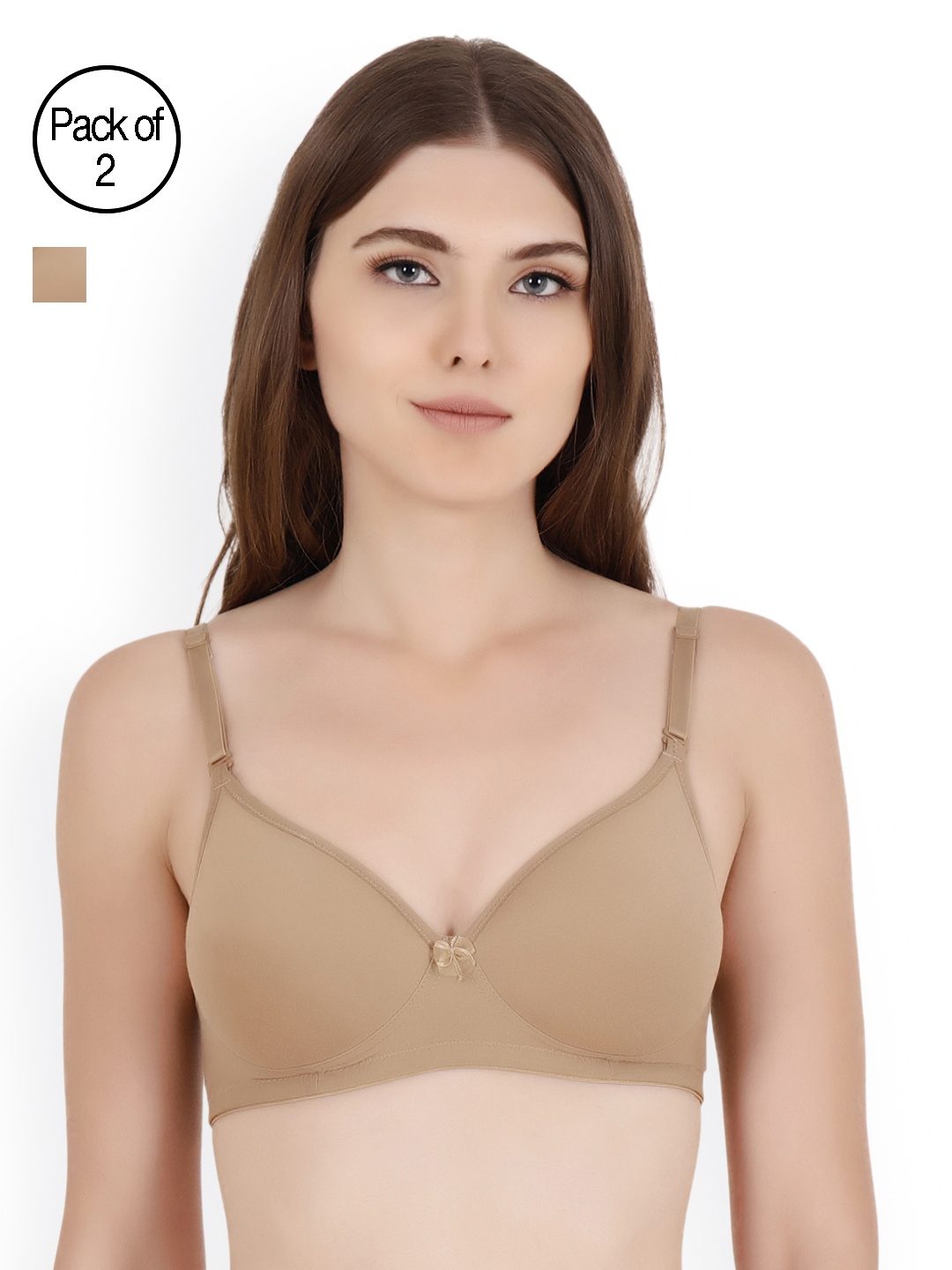 

Floret Pack of 2 Heavily Padded Medium-Coverage Non-Wired Seamless Push-Up Bra, Nude