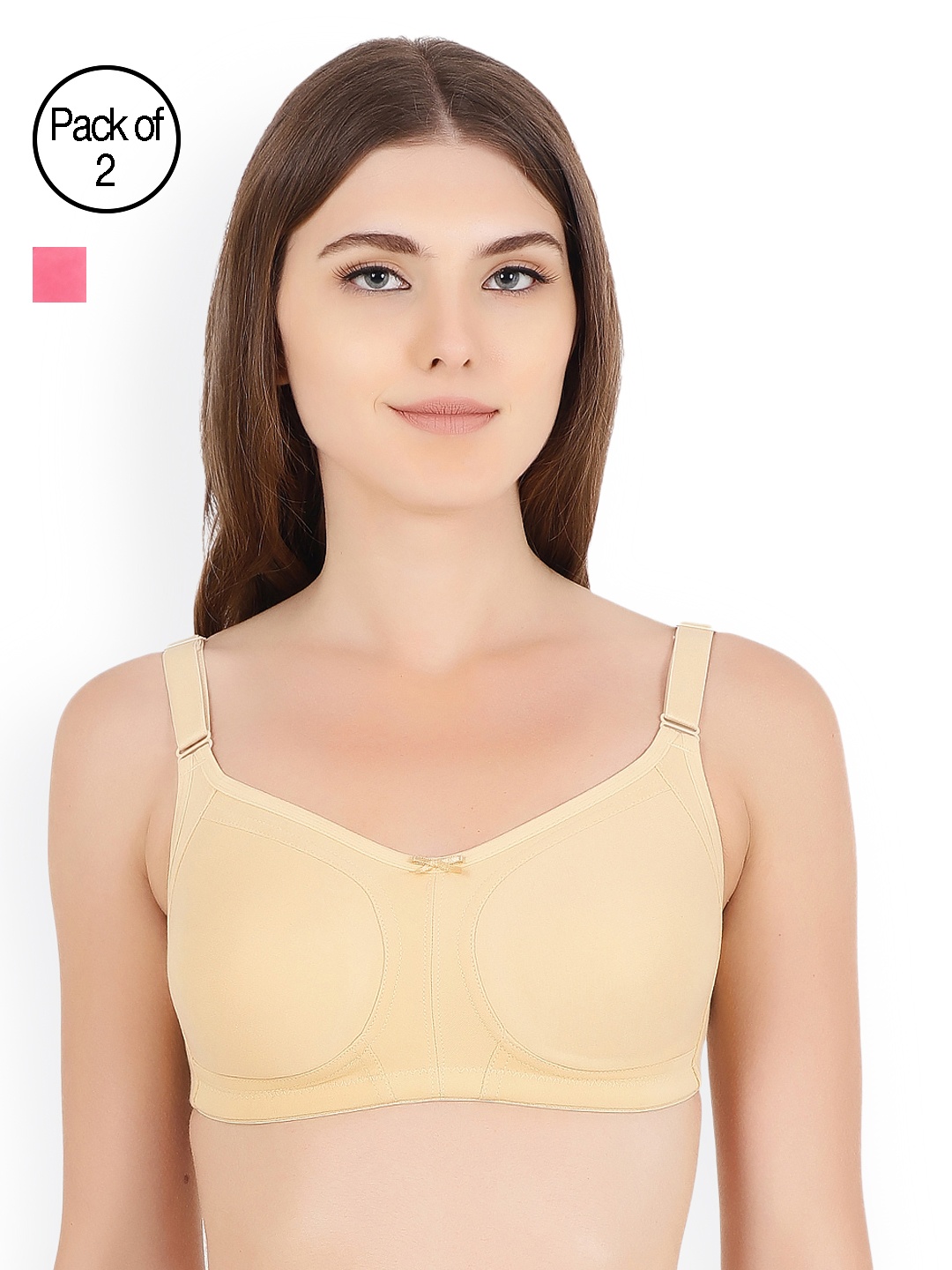 

Floret Women Pack of 2 Full-Coverage Bras T3033_Skin-Tomato_40B, Beige