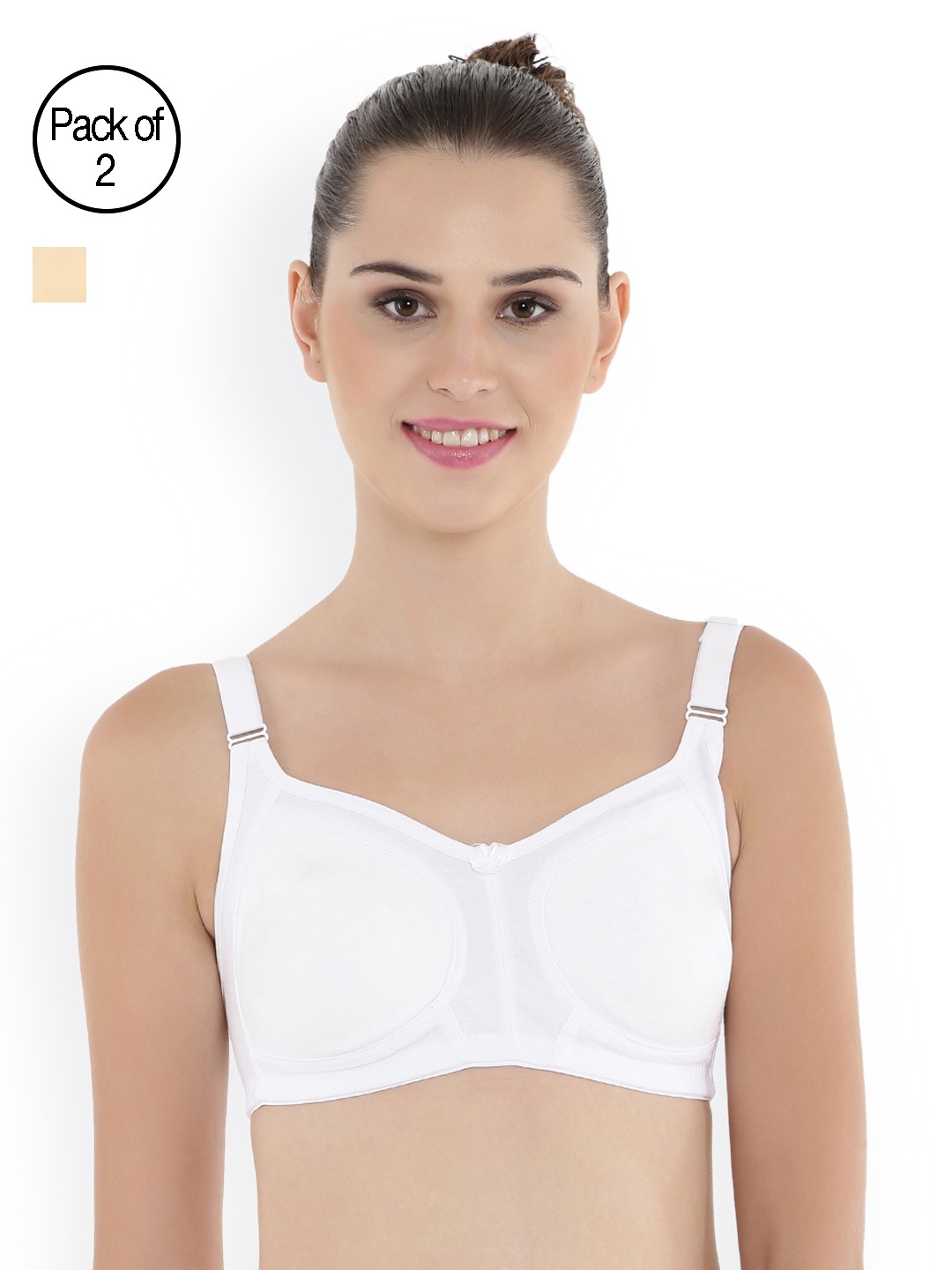 

Floret Women Pack of 2 Full-Coverage Bras T3033_Skin-White_40B, Beige