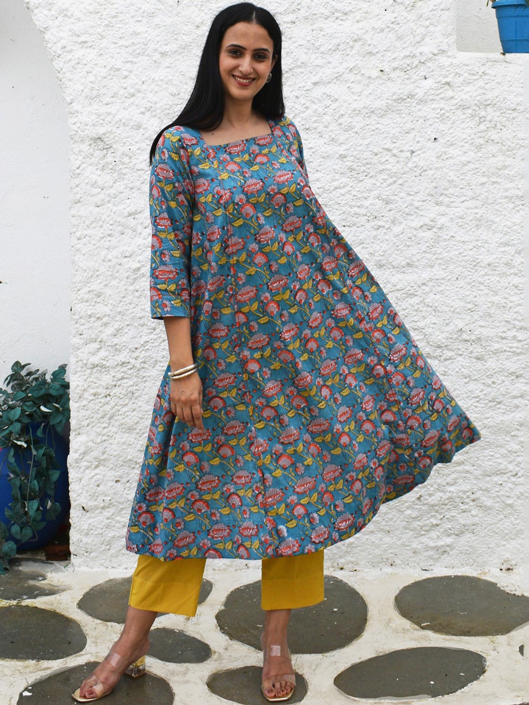 

House of Moxa Straight Leg Pure cambric Cotton Palazzos, Yellow