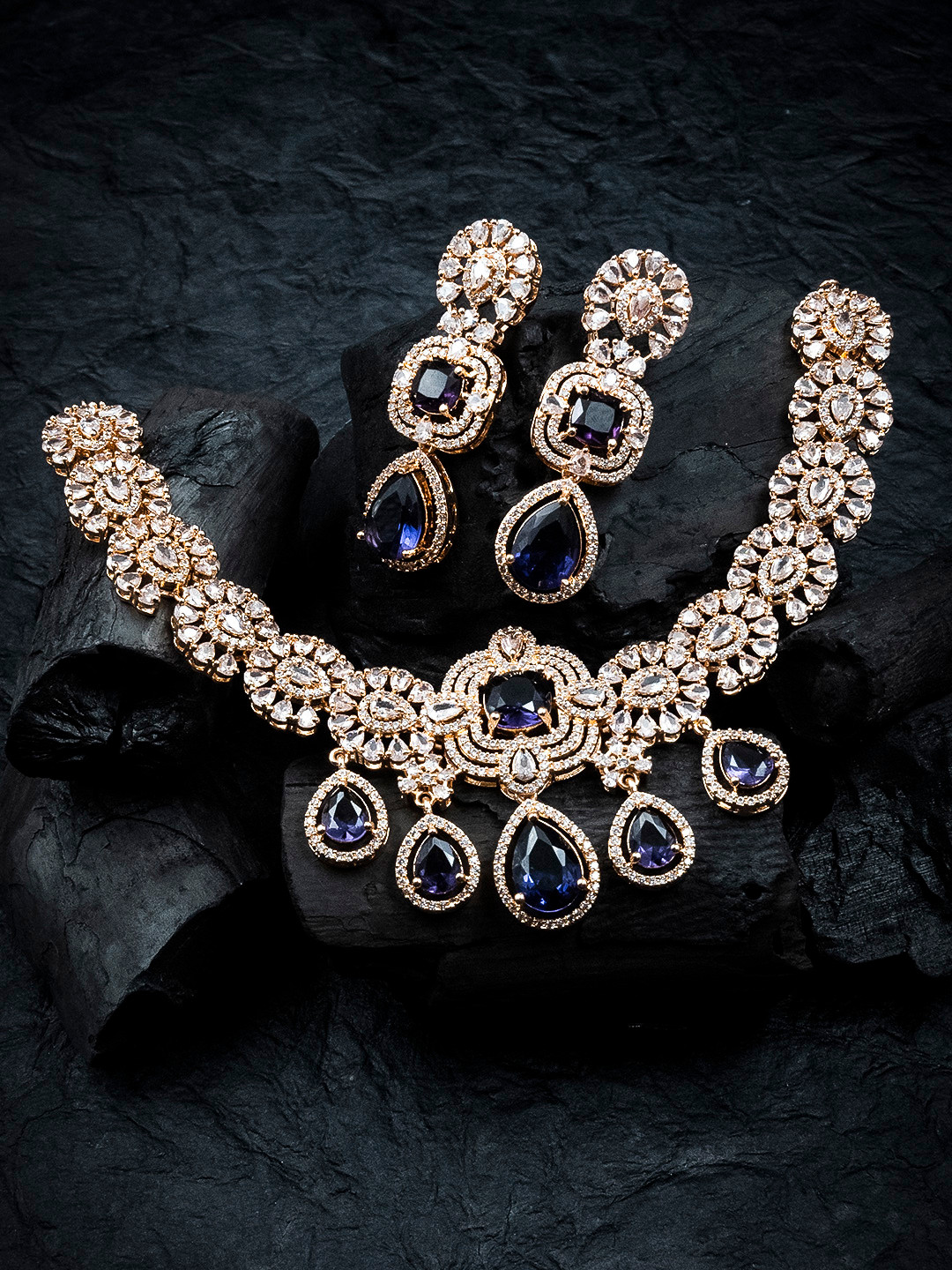 

StileAdda Rose Gold Plated Cubic Zirconia Studded Jewellery Set