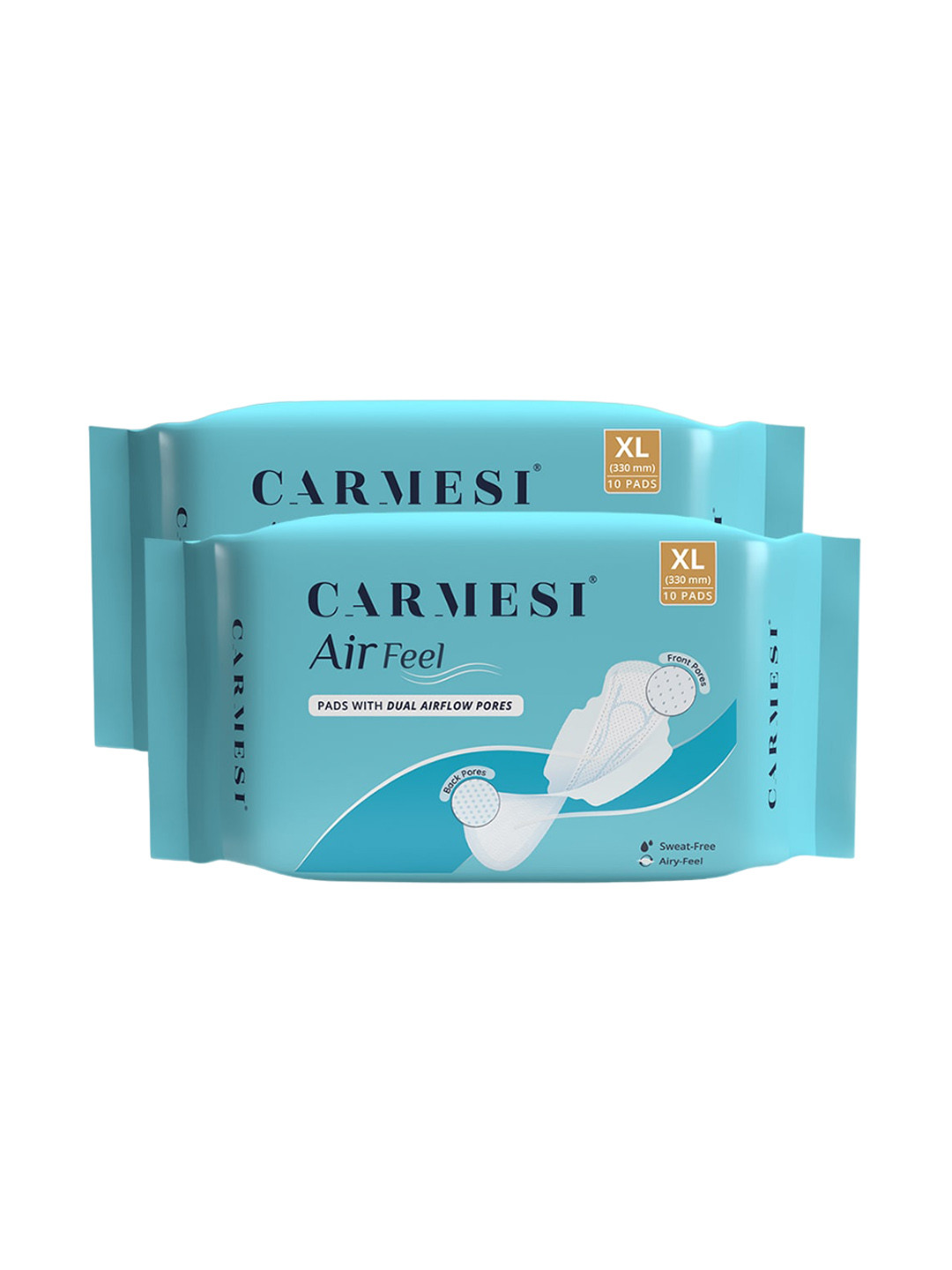 

CARMESI Set Of 2 Air Feel Sanitary Pads With Dual Airflow Pores & Wide Back- 20 XL-10 Each, White