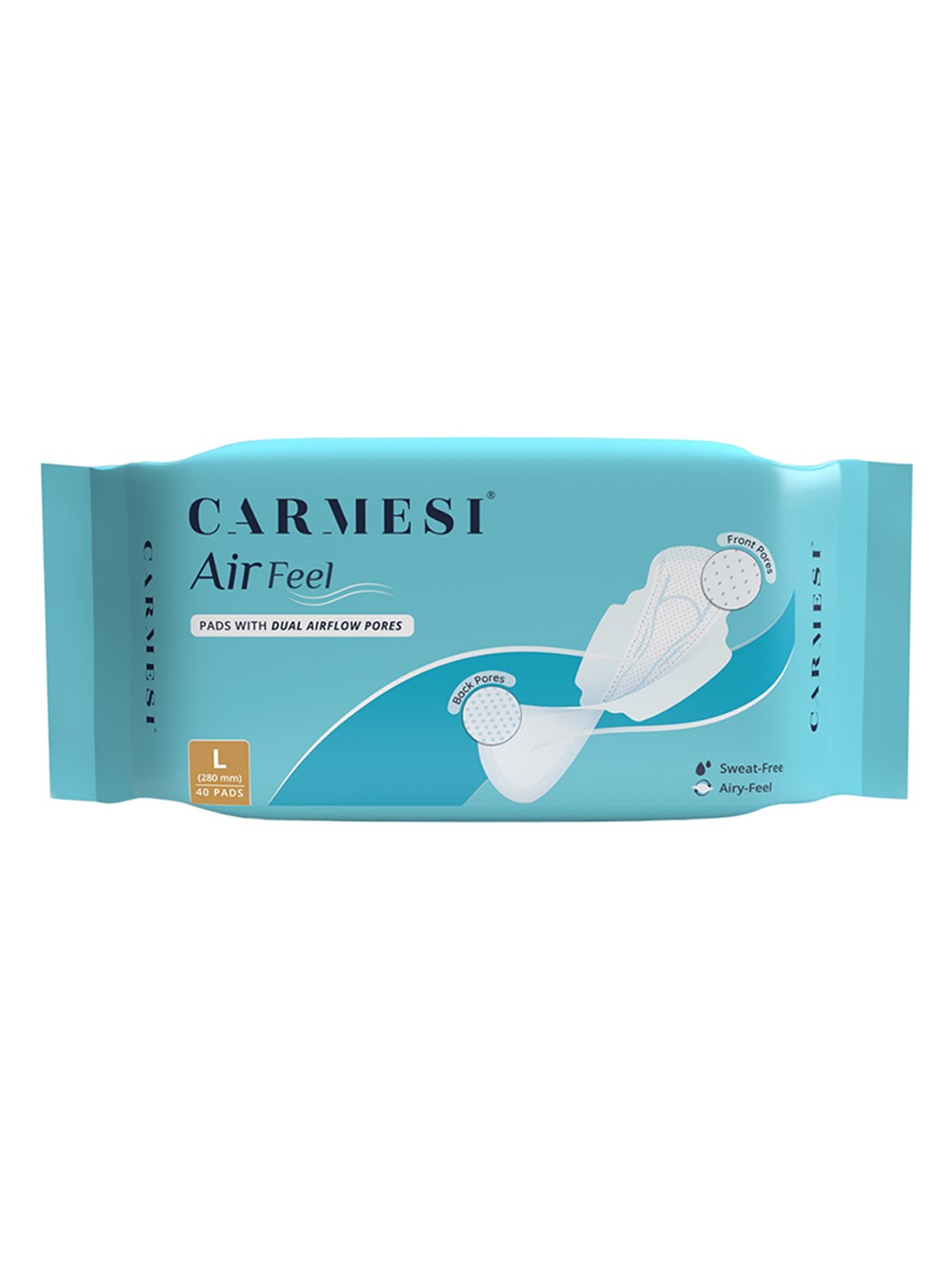 

CARMESI Air Feel Sanitary Pads With Dual Airflow Pores & Wide Back- 20 XL-10 Pads, White