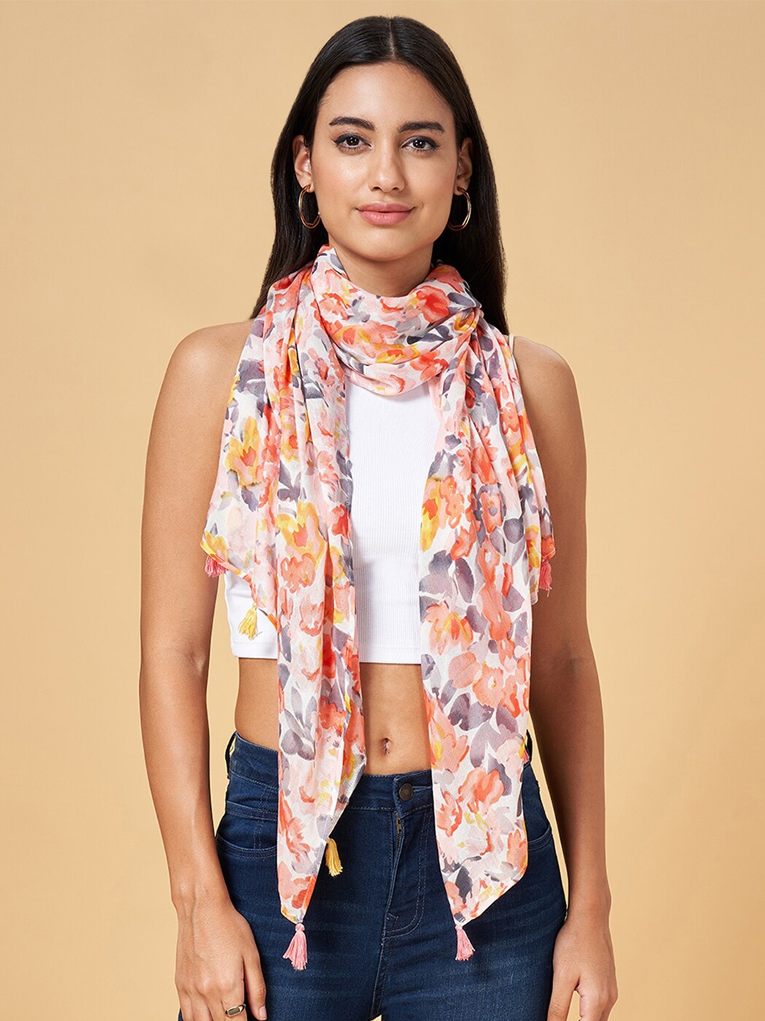 

Honey by Pantaloons Women Printed Scarf, Peach