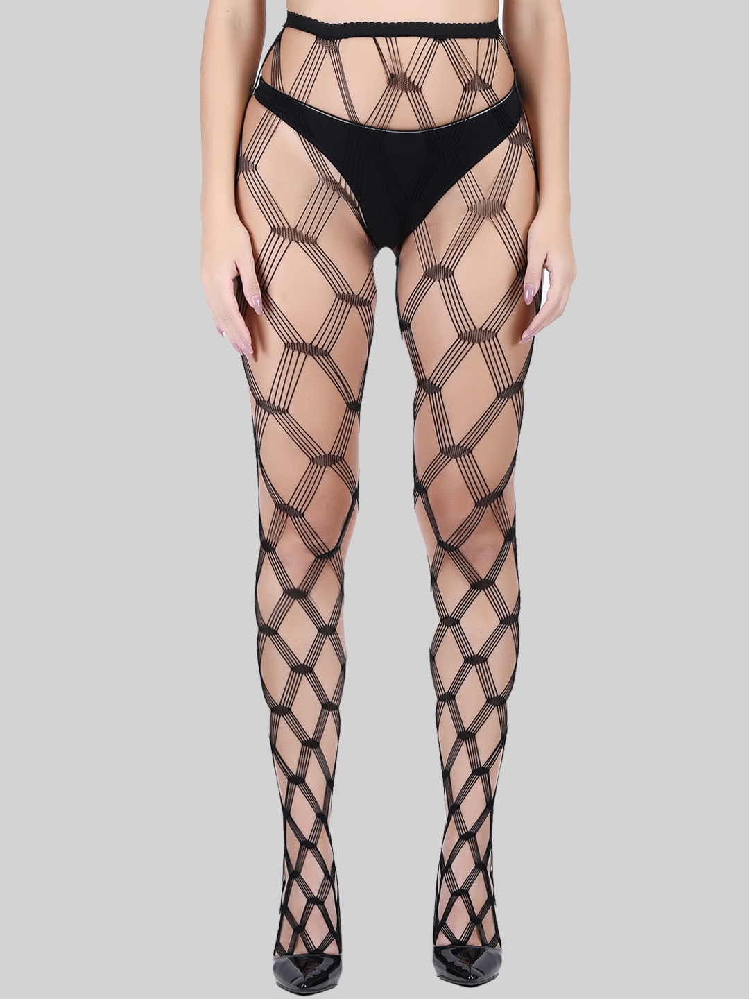 

Secret Lives Self Design Stockings, Black