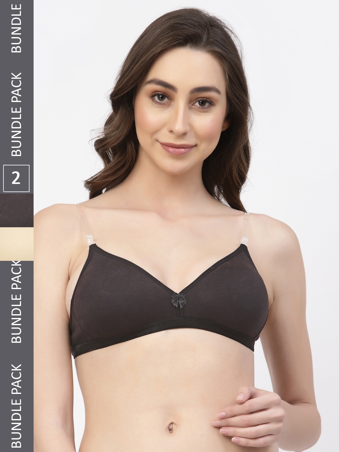 

Floret Women Pack Of 2 Solid T-shirt Bras, Black