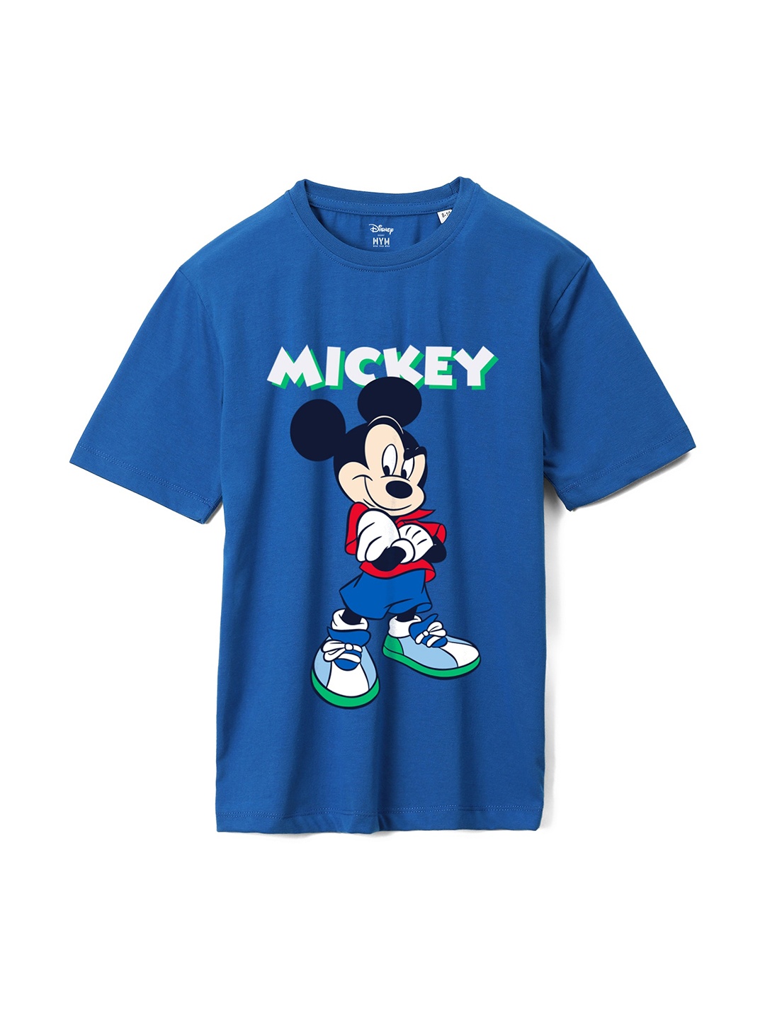 

Wear Your Mind Boys Mickey Mouse Printed Oversized Pure Cotton T-shirt, Blue