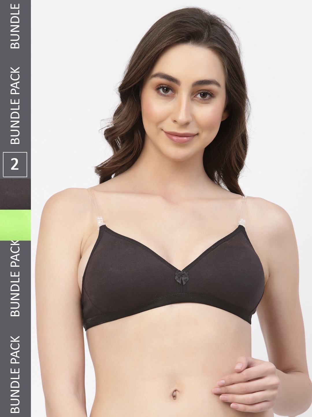 

Floret Women Pack Of 2 Solid T-shirt Bras, Black
