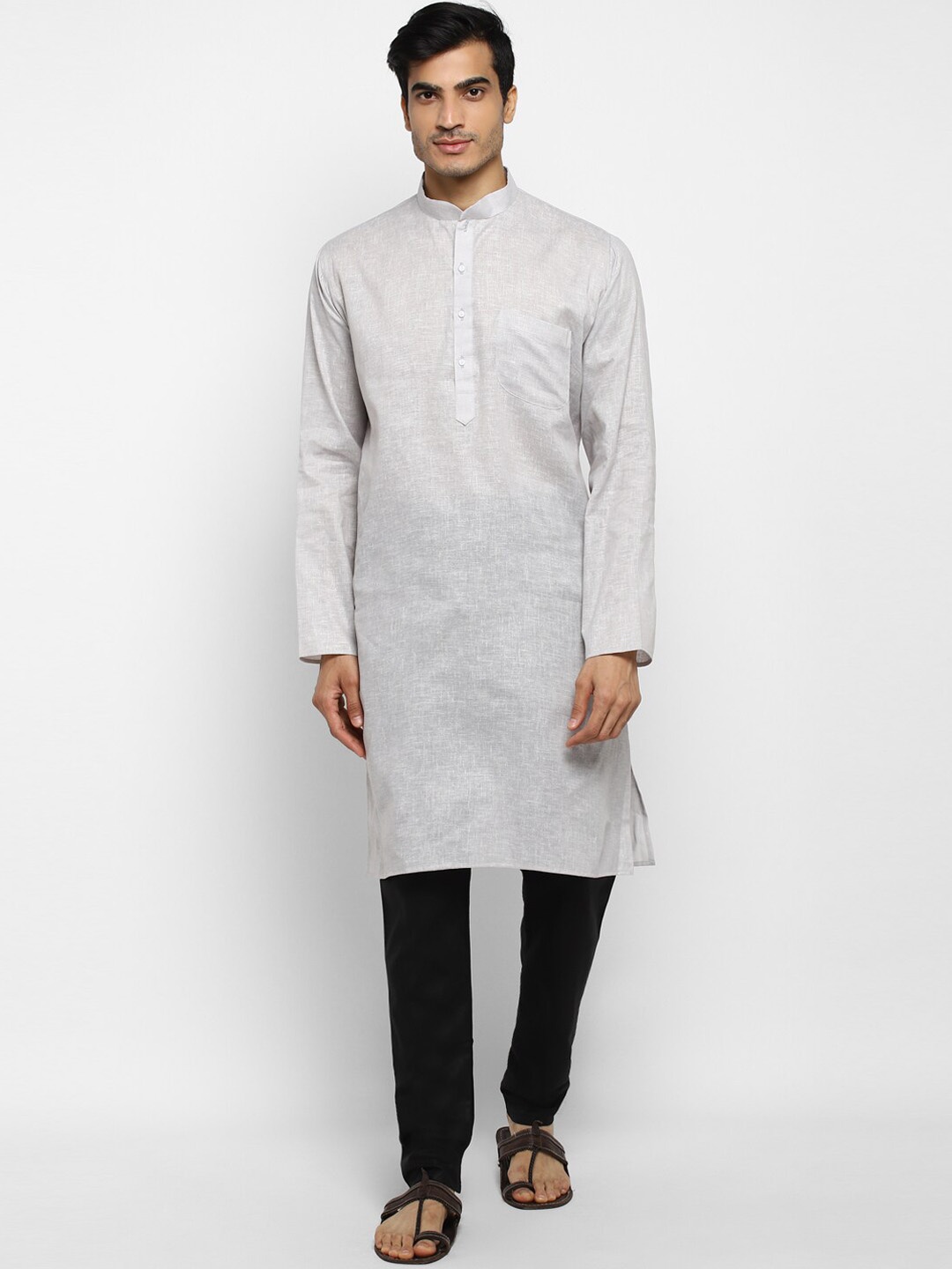 

ROYAL KURTA Regular Pure Cotton Kurta with Churidar, Grey