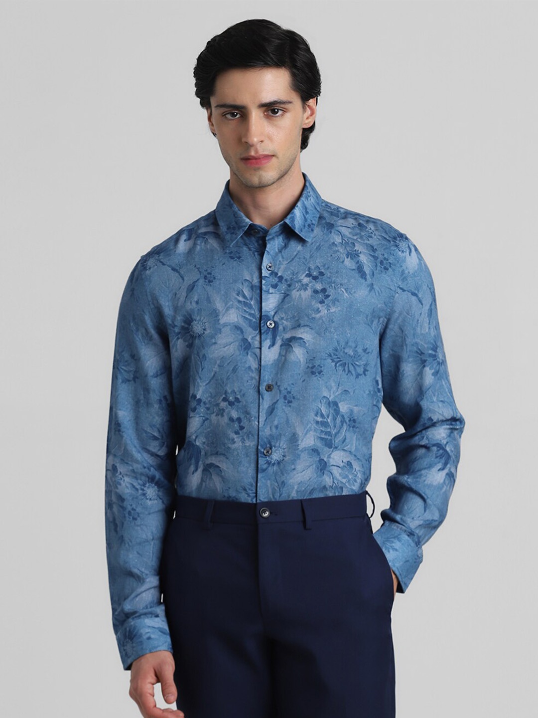 

Jack & Jones Slim Fit Floral Printed Casual Shirt, Blue