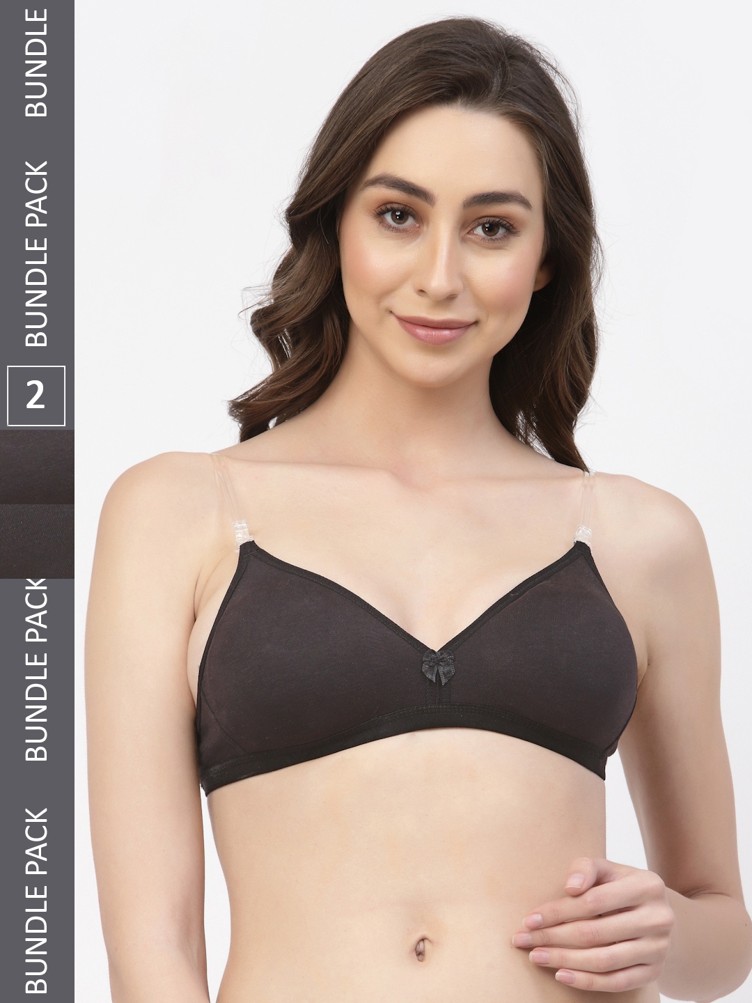 

Floret Women Pack of 2 Black Solid T-shirt Bras T3005