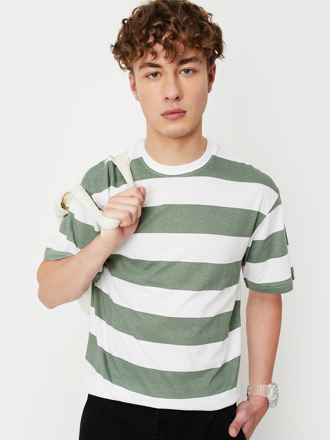 

max Striped Cotton T-shirt, Green