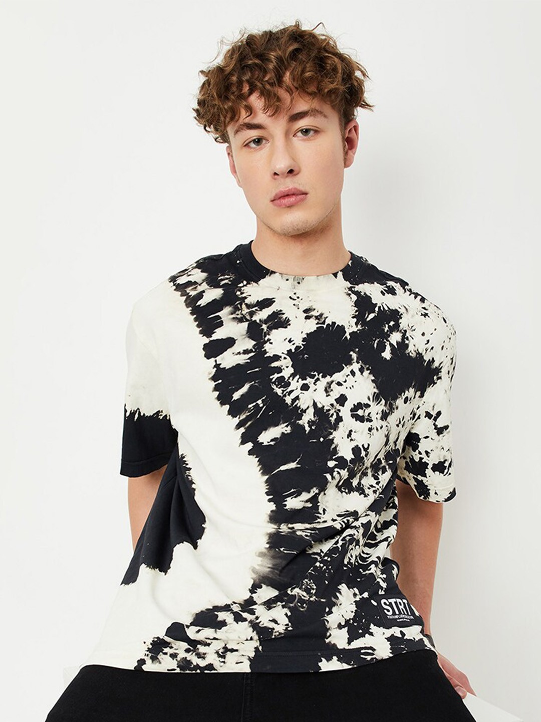 

max Abstract Printed Cotton T-shirt, White