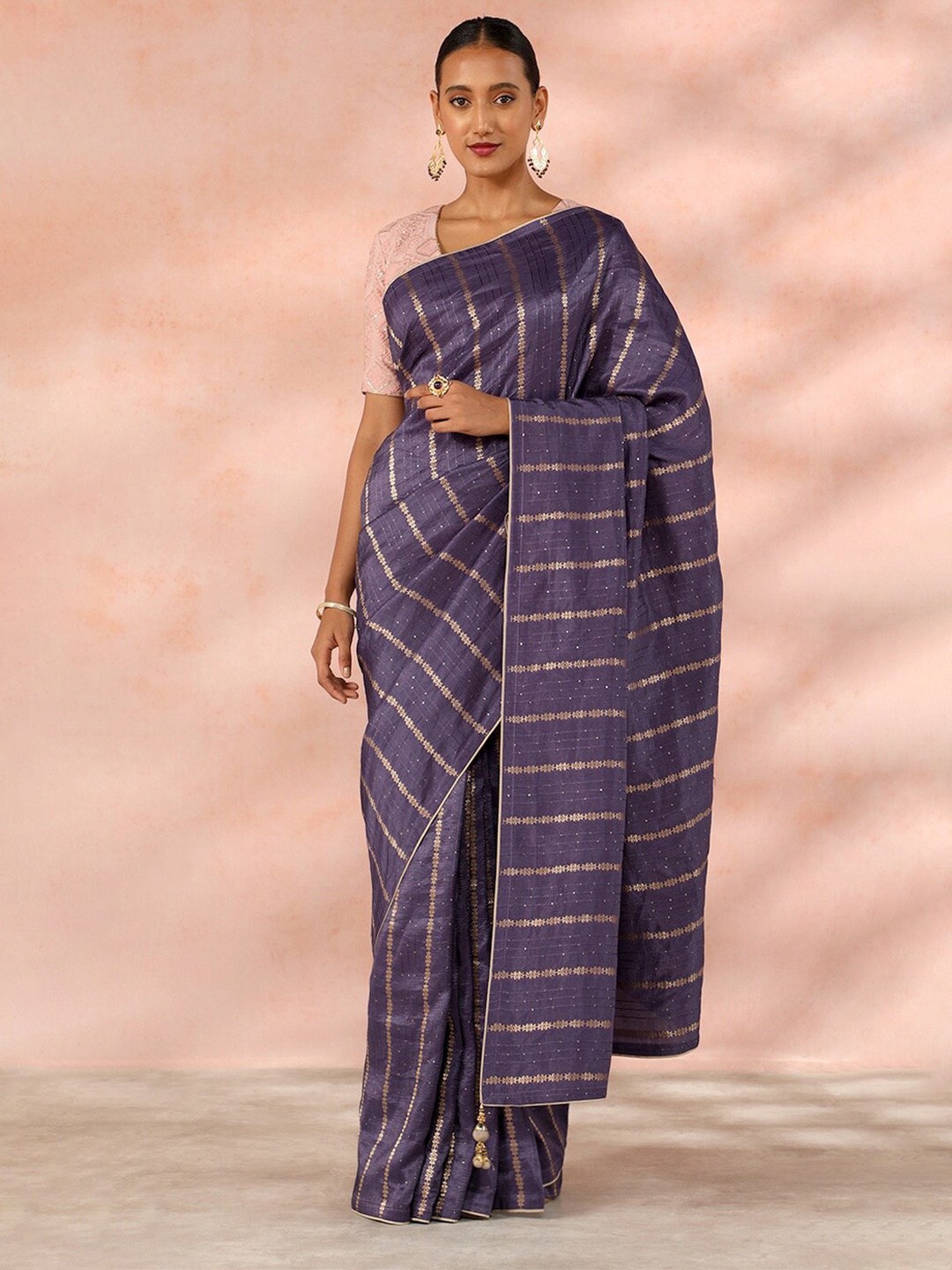 

Taneira Floral Woven Design Zari Saree, Violet