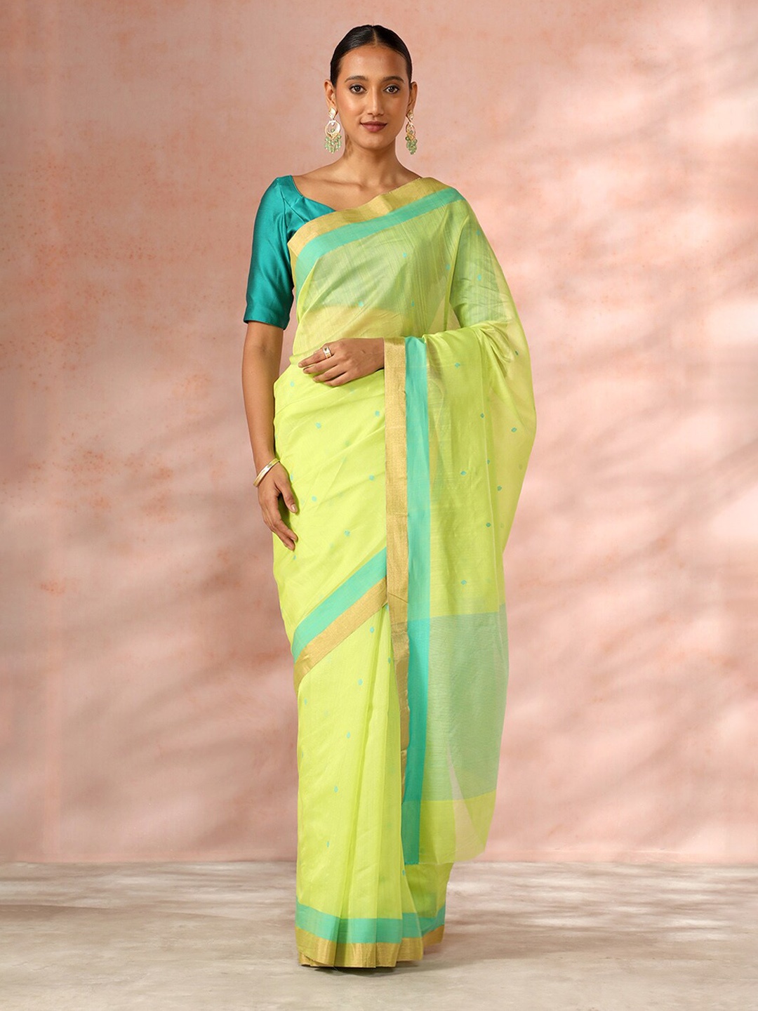

Taneira Woven Design Zari Saree, Green