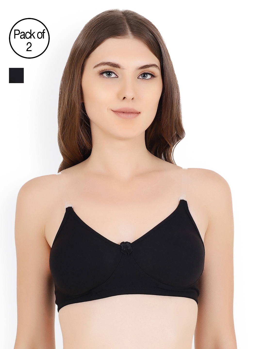 

Floret Black Pack Of Two Solid Non-Wired Non Padded T-shirt Bra Daina_Black-Black_40B