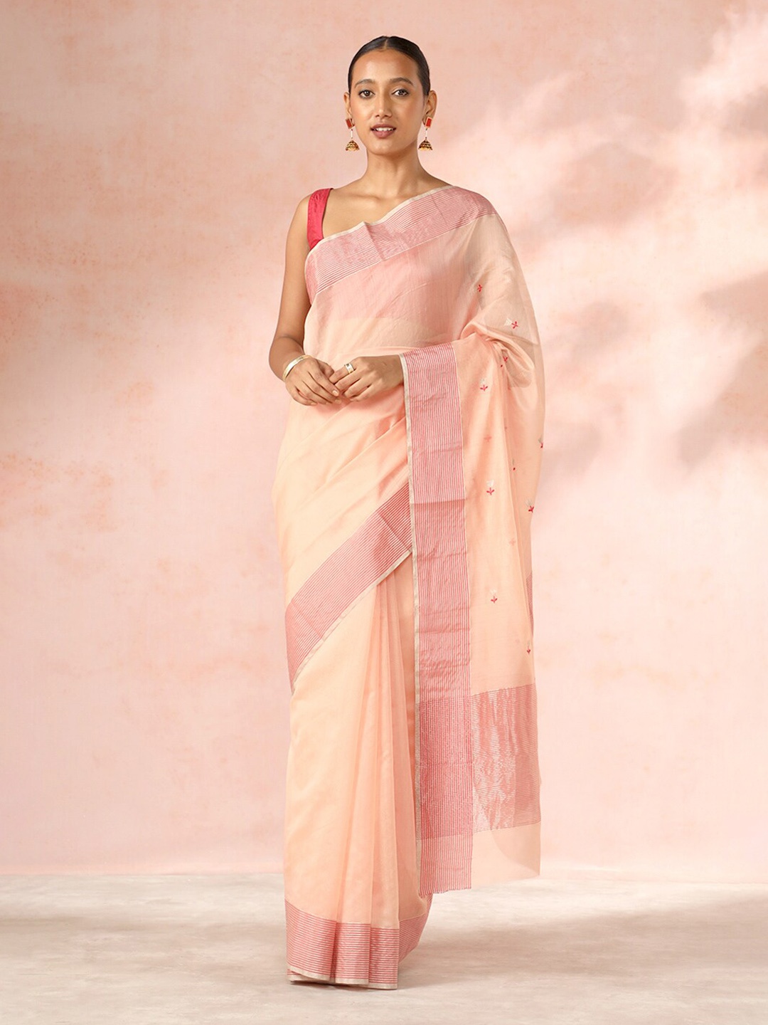 

Taneira Woven Design Zari Detail Silk Cotton Chanderi Saree, Orange