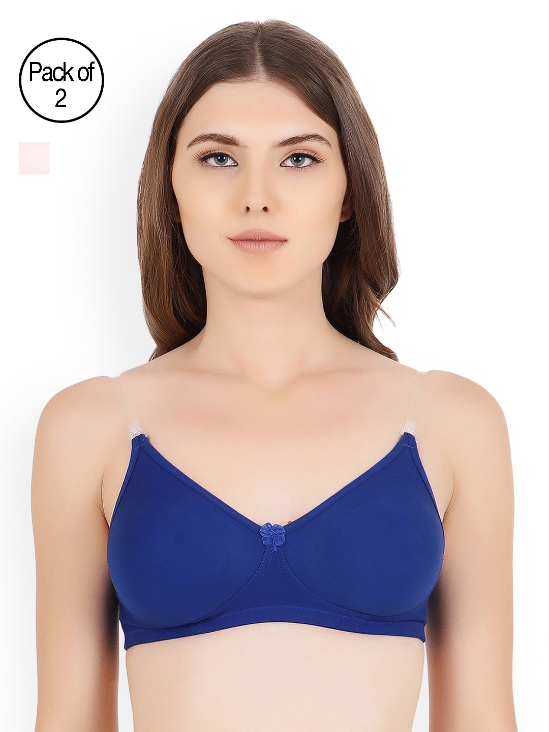 

Floret Pack Of Two Solid Non-Wired Non Padded T-shirt Bra Daina_Blue-Pink_40B-Blue