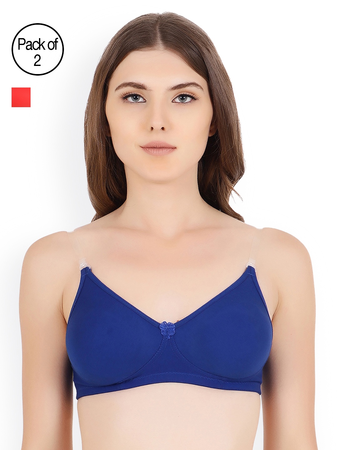 

Floret Pack Of Two Solid Non-Wired Non Padded T-shirt Bra Daina_Blue-Red_40B