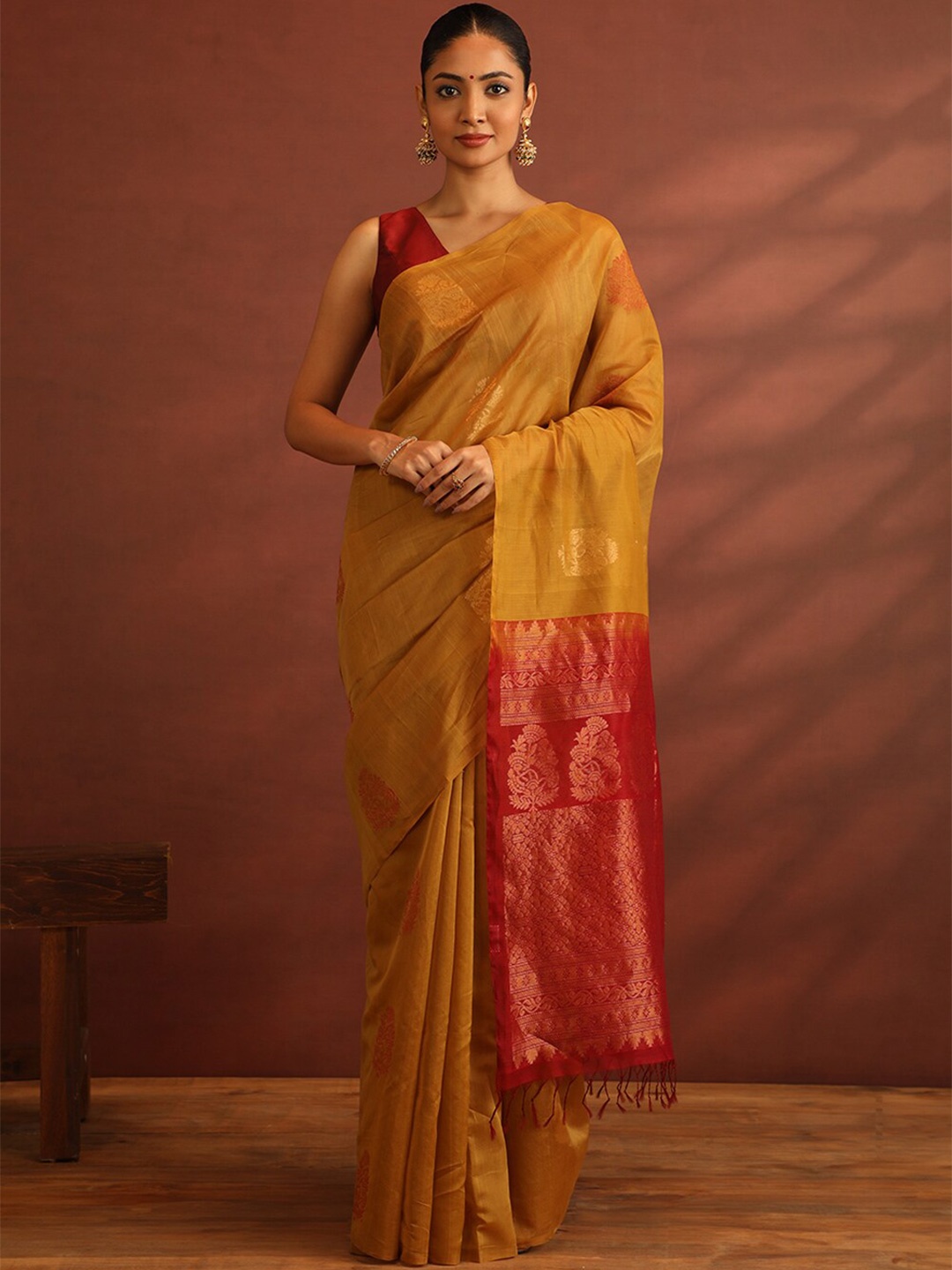 

Taneira Woven Design Zari Maheshwari Saree, Brown