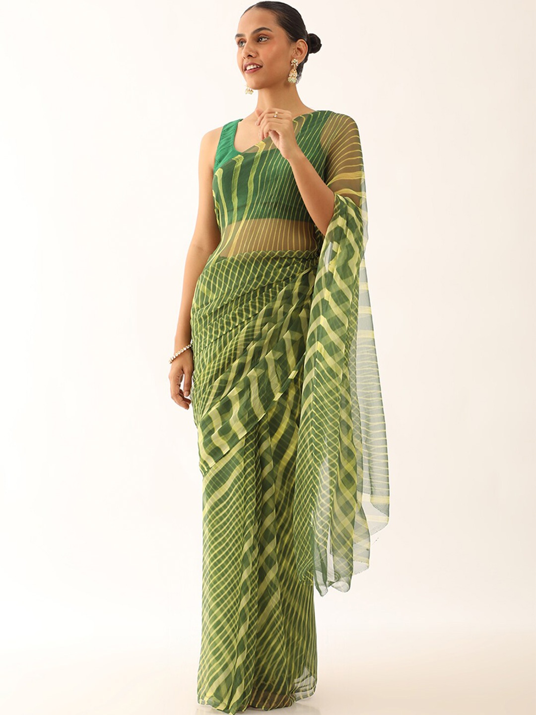 

Taneira Pure Georgette Leheriya Saree, Green