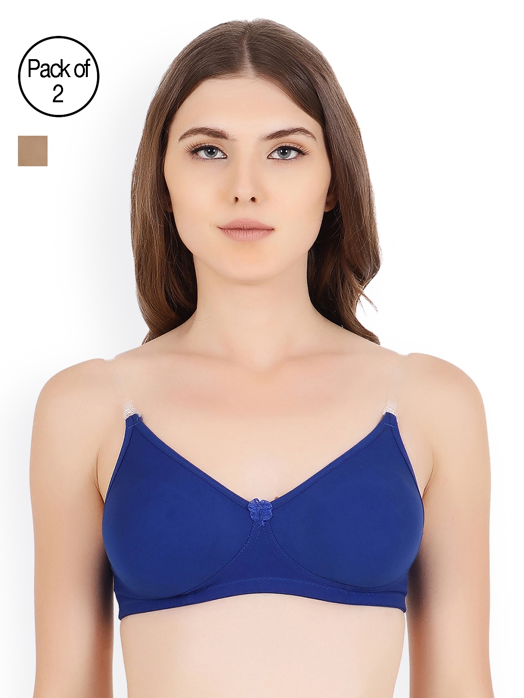 

Floret Pack Of Two Solid Non-Wired Non Padded T-shirt Bra Daina_Blue-Nude_40B