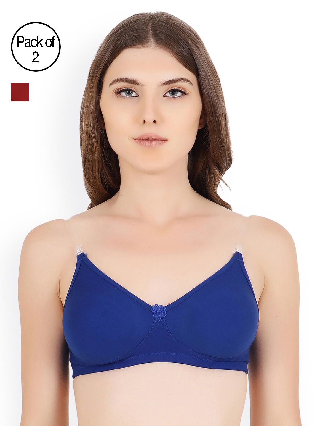 

Floret Pack Of Two Solid Non-Wired Non Padded T-shirt Bra Daina_Blue-Maroon_40B