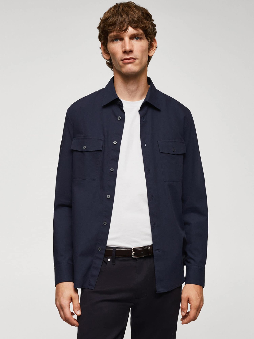 

MANGO MAN Pure Cotton Casual Shirt, Navy blue