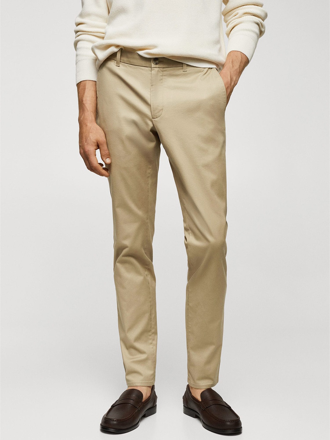 

MANGO MAN Slim Fit Trousers, Beige