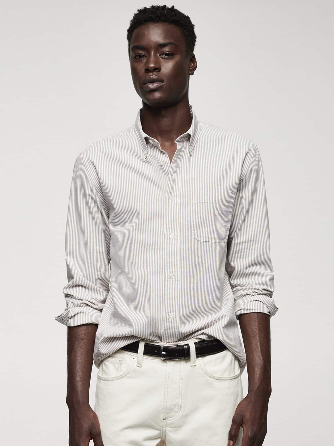 

MANGO MAN Cotton Striped Casual Shirt, White