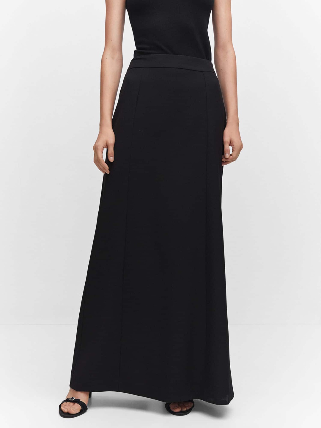 

MANGO Back Slit Mid-Rise Maxi Skirt, Black