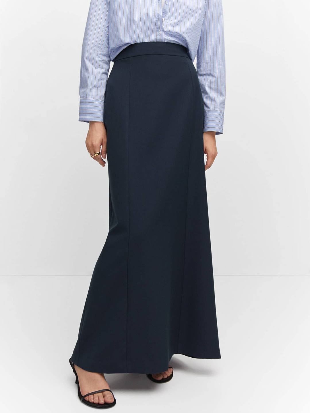 

MANGO Back Slit A-Line Maxi Skirt, Navy blue