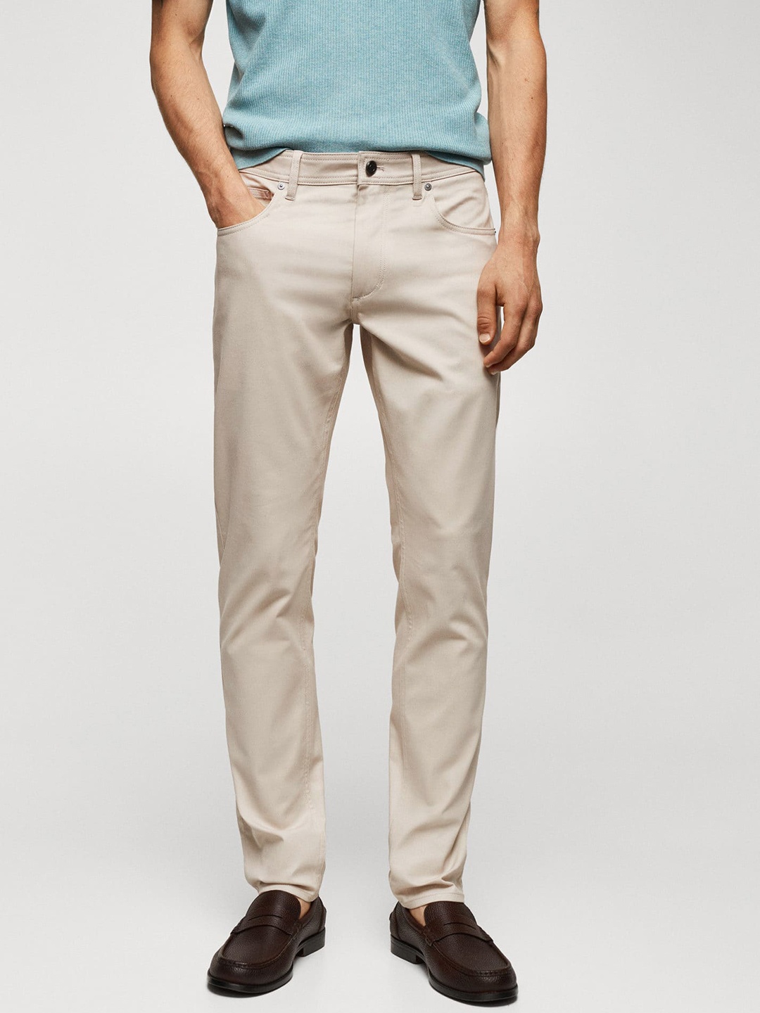 

MANGO MAN Slim Fit Trousers, Beige